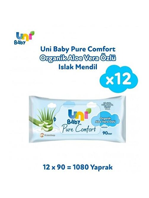 Uni Baby Pure Comfort Aloe Vera Özlü Islak Mendil 90 lı x 12 Adet