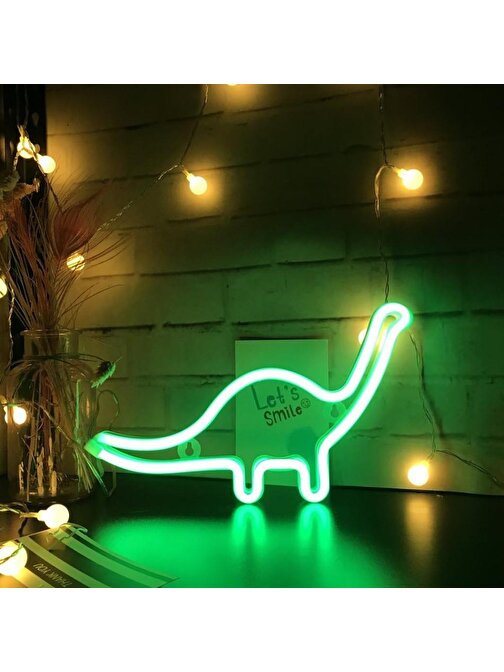 Skygo Dinazor Neon Led Işıklı Masa Lambası Dekoratif Aydınlatma Gece Lambası