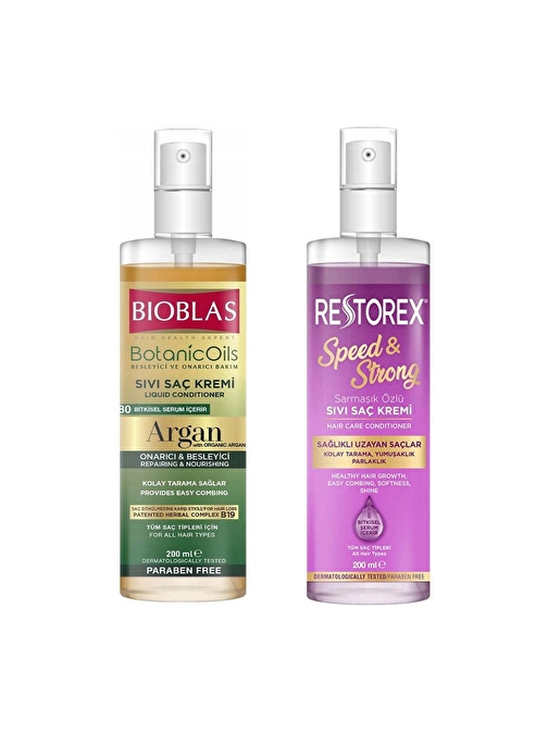 Argan Yağlı Sıvı Saç Kremi 200 Ml + Restorex Sağlıklı Uzama Etkili Sıvı Saç Kremi 200 Ml