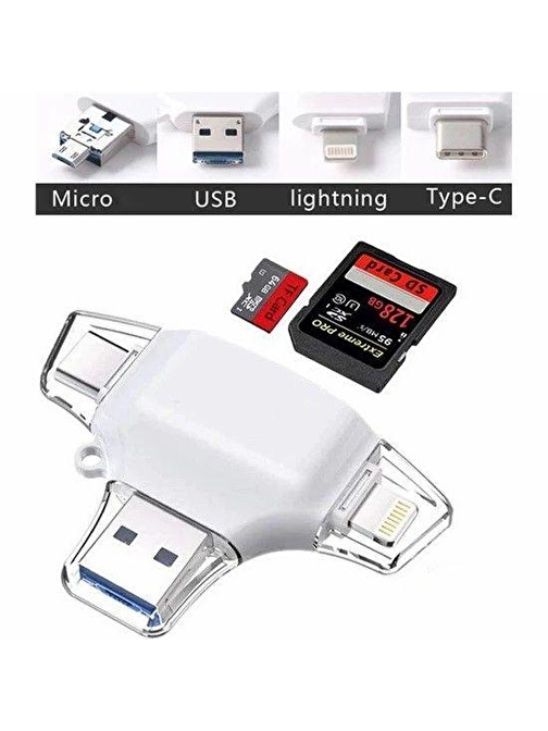 DAYTONA HC06-B ÇOK FONKSİYON USB KART OKUYUCU Giriş:USB+Lightning+Mic.USB+Type-C=>Çıkış:SD+MicSD