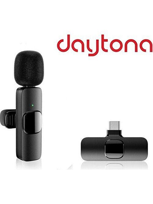 DAYTONA K9T / TYPE-C TELEFON İÇİN YAKA MİKROFONU KABLOSUZ (Giriş:USB Tip-C Alıcı=>Çıkış:1*MİKROFON)