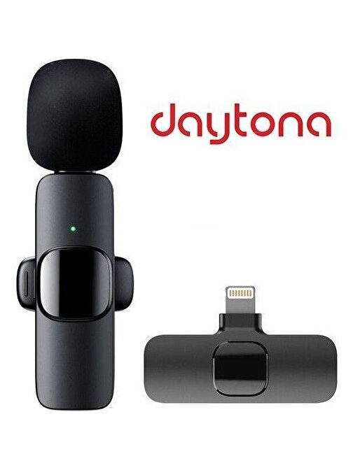 DAYTONA K9L / iPHONE TELEFON İÇİN YAKA MİKROFONU KABLOSUZ (Giriş:Lightning Alıcı => Çıkış:MİKROFON)