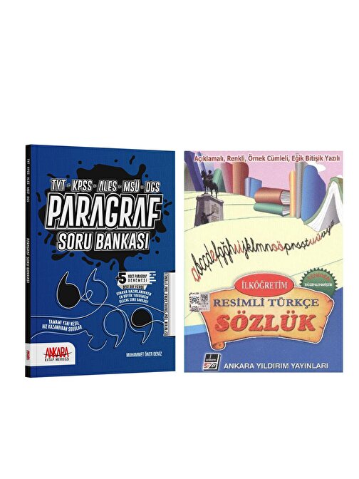 Ankara Yıldırım Resimli Türkçe Sözlüğü ve AKM Paragraf Soru Bankası Seti 2 Kitap