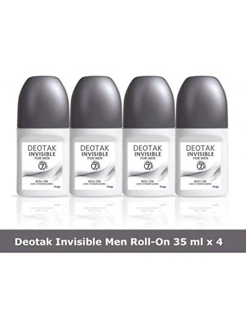 Deotak Invisible For Men Roll-On Deodorant 35 ml x 4 Adet