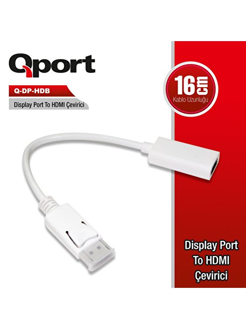 QPORT Q-DP-HDB DISPLAYPORT=>HDMI Çevirici Adaptör