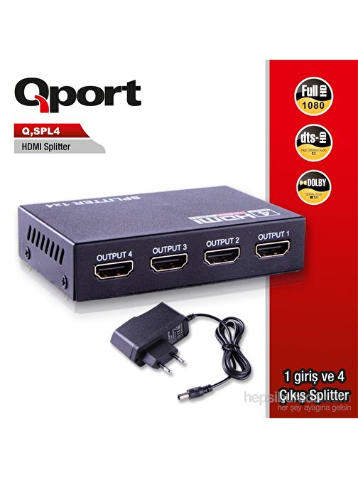 QPORT Q-SPL4 4'LÜ HDMI ÇOKLAYICI.FULL HD