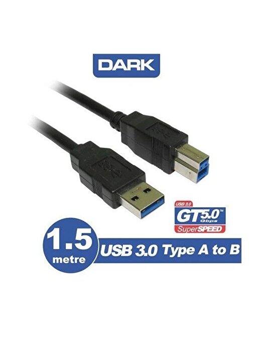 DARK DK CB USB3PRNL150 1,5m USB3.0 AB/E YAZICI KAB