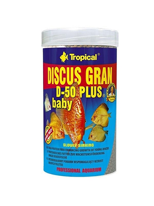 Tropical Discus Gran D-50 Plus Baby Yavru Discus Balıkları için Renklendirici Granül Balık Yemi 250 Ml