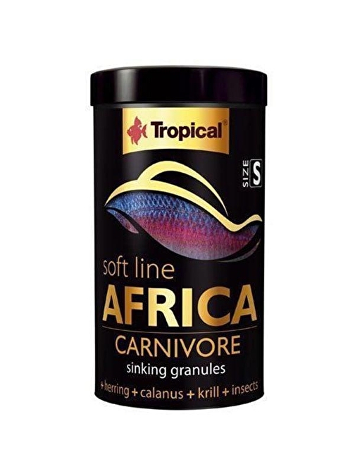 Tropical Softline Africa Carnivore S Afrika Balıkları için Dibe Batan Yumuşak Taneli Granül Balık Yemi 100 Ml 60 Gr