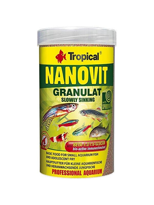 Tropical Nanovit Granulat Tetra Balıkları için Granül Balık Yemi 100 Ml 70 Gr