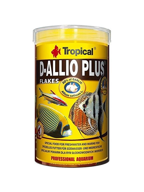 Tropical D-Allio Plus Flake Discus Balıklar için Sarımsaklı Pul Balık Yemi 100 Ml 20 Gr