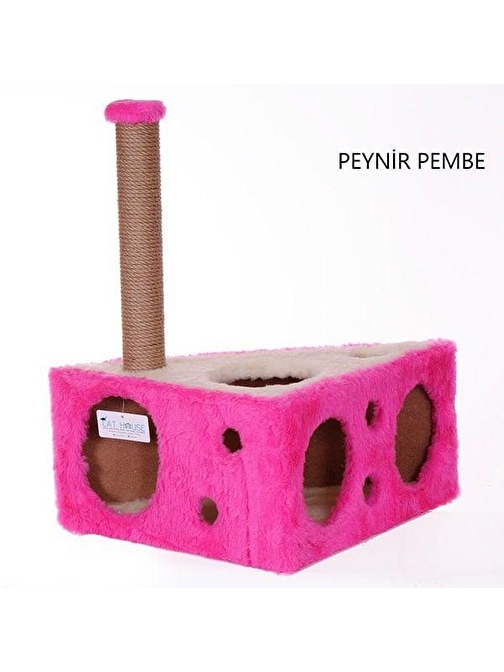 Cat Hause Y04 Peynir Şeklinde Kedi Tırmalama Evi Pembe 67 Cm