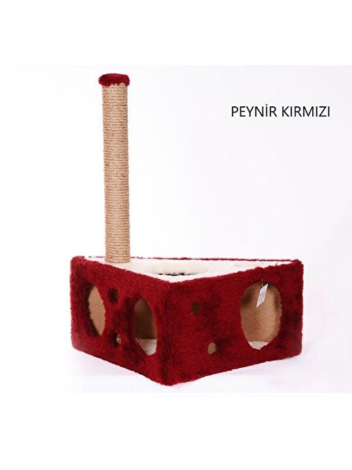 Cat Hause Y04 Peynir Şeklinde Kedi Tırmalama Evi Kırmızı 67 Cm