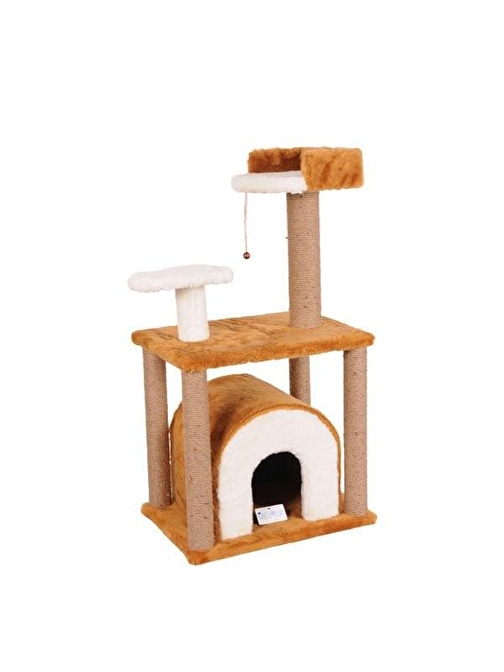 Cat Hause S01 Yuvalı Kedi Tırmalama Evi Kahverengi 105 Cm