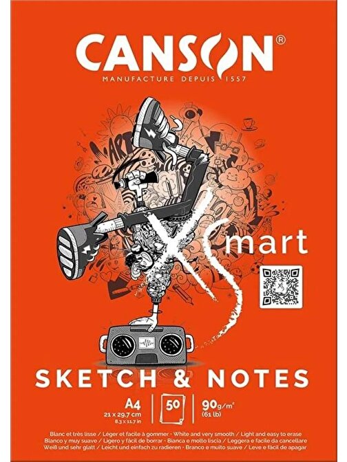 Canson XSMART SKETCH & NOTES A4 90G 50 Sayfa Çizim Defteri