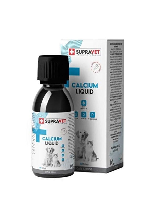 Supravet Calcium Kedi ve Köpekler için Sıvı Kalsiyum Damla 100 Ml