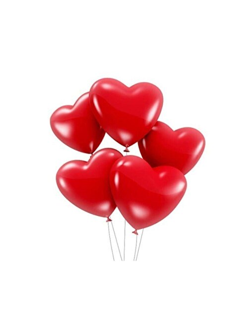 Pazariz Pazariz Kırmızı Kalpli Balon 10'Lu (Özel Günler, Yılbaşı, Sevgililer Günü Süsleme)