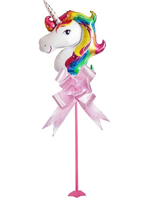 Pazariz Pazariz Parti Bulutu Pembe Unicorn Çubuklu Folyo Balon