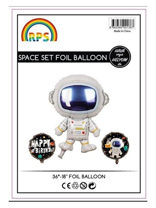 Pazariz Pazariz Astronot 3 Lü Set Folyo Balon