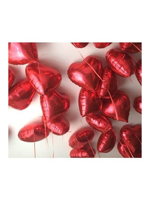 Pazariz Pazariz 10 Adet Sevgililer Günü, Özel Gün, Parti Kalp Kırmızı Folyo Balon Helyum Uyumlu