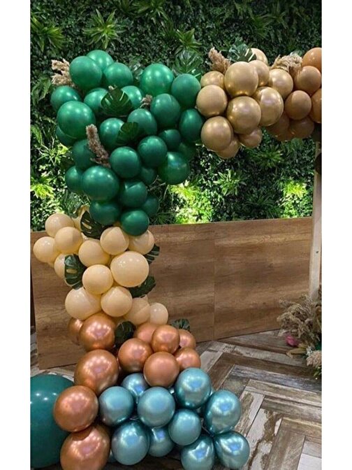 Pazariz Pazariz Metalik Pastel Krom Karışık Balonlar Balon Zinciri
