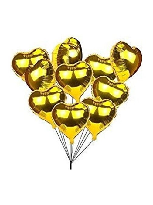 Pazariz Pazariz 10 Adet 18 Sevgililer Günü,Özel Gün Parti Gold Kalp Folyo Balon