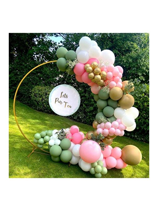 Pazariz Pazariz Küf Yeşili Beyaz Pembe Balon Zinciri 100 Adet