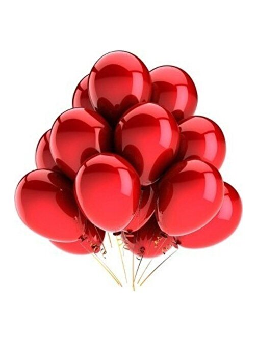 Pazariz Pazariz Balon 100 Adet Metalize Balon Metalik Balon Kırmızı 16 Inch
