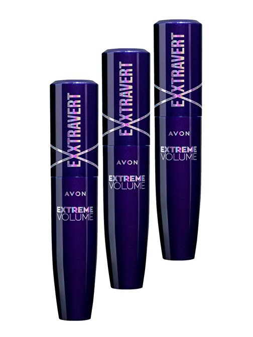 Avon Exxtravert Ekstra Hacim Veren Maskara 9 Ml. Blackest Black Üçlü Set