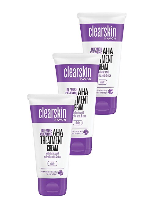 Avon Clearskin Blemish Clearing Aha Treatment Aha İçeren Cilt için Arındırıcı Bakım Kremi 50 Ml. Üçlü Set
