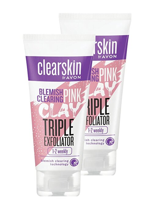 Avon Clearskin Leke Karşıtı 3'ü 1 Arada Pembe Kil Scrub 75 Ml. İkili Set