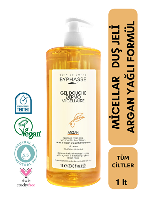 Dermo Micellar Argan Oil Duş Jeli Tüm Ciltler İçin 1000ml