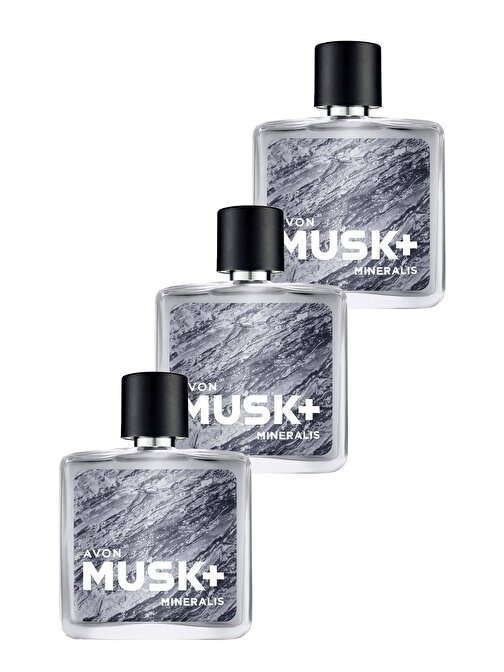 Avon Musk+ Mineralis Erkek Parfüm Edt 75 Ml. Üçlü Set