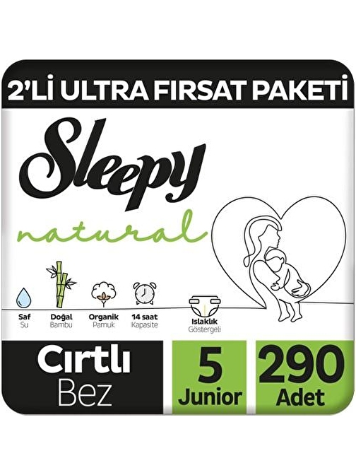 Sleepy Natural 2'li Ultra Fırsat Paketi Bebek Bezi 5 Numara Junior 290 Adet