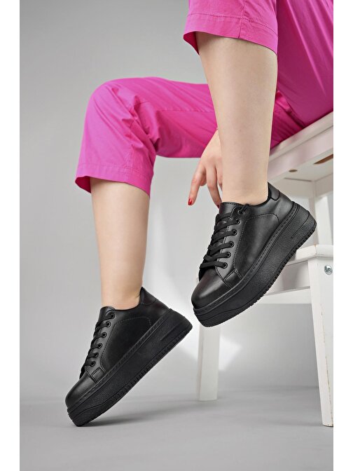 Muggo SAMBA Garantili Kadın Günlük Yüksek Taban Bağcıklı Sneaker Spor Ayakkabı