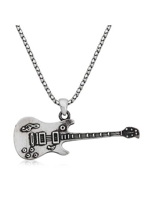 Trendbidünya ​925 Ayar Gümüş Elektro Gitar Erkek Gümüş Kolye
