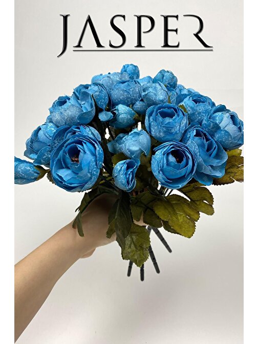 Jasper Yapay Çiçek Mavi Gelin Kına Dış Çekim Dekorasyon Çok Amaçlı Top Şakayık Çiçek Demeti