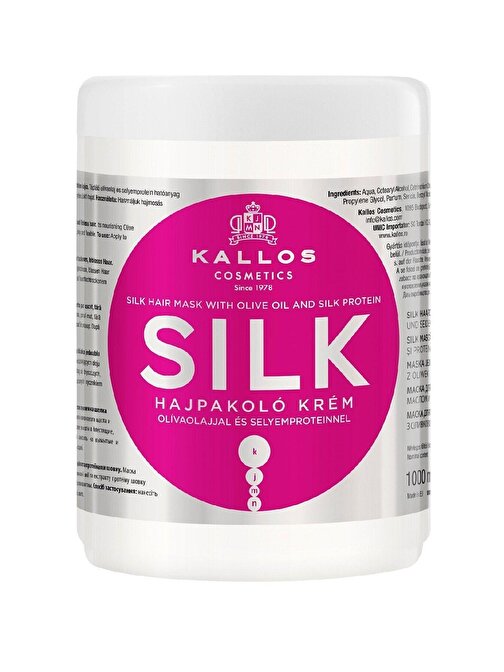 Silk Hair Mask 1000ml Kuru Mat Ve Cansız Saçlar Için Zeytinyağlı Ve Ipek Proteinli Saç Bakım Maskesi