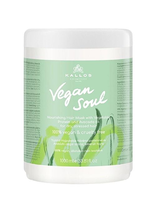 Vegan Soul 1000ml Kuru Ve Yıpranmış Saç Için Bitkisel Protein Ve Avokado Yağlı Besleyici Saç Maskesi