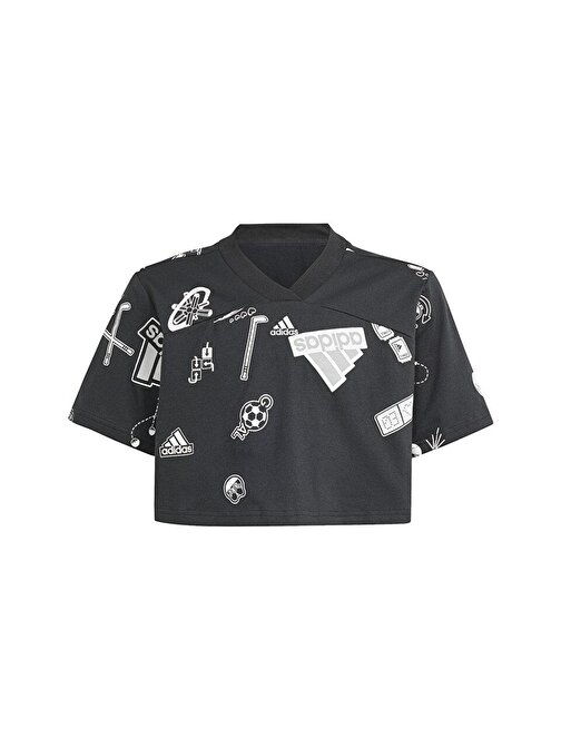 adidas Jg Bluv Cr T Çocuk Günlük Tişört IN3301 Siyah