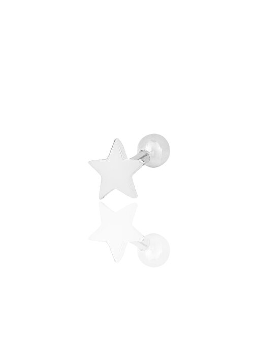 Gümüş rodyumlu yıldız modeli Tragus helix Piercing küpe SGTL12318RODAJ