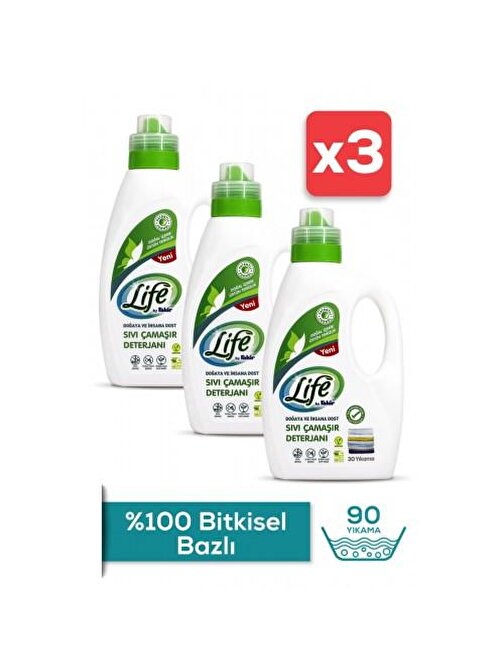 Life by Fakir Bitkisel Bazlı Vegan Çamaşır Deterjanı 1500 ml x 3 Adet