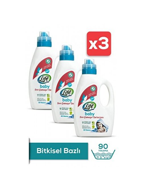 Life By Fakir Bitkisel Baz Vegan Sıvı Bebek Deterjanı 1500 ml x 3 Adet