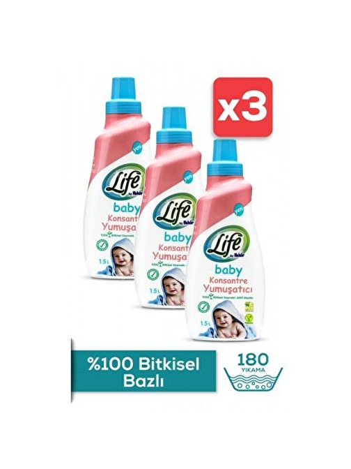 Life By Fakir Bitkisel Bebek Çamaşır Yumuşatıcısı 1500 ml x 3 Adet