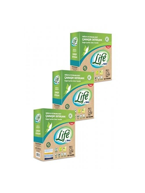 Life By Fakir Vegan Doğal Çamaşır Deterjanı Renkli Beyaz 1,5 kg 3 Adet