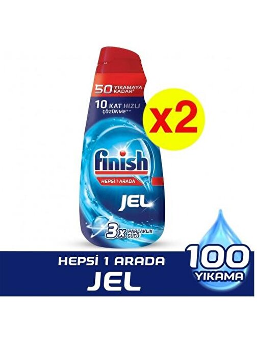 Finish Bulaşık Makinesi Deterjanı Hepsi 1 Arada Jel 1000 ml x 2 Adet