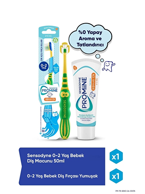 Sensodyne Promine 0-2 Yaş Aroma&Tatlandırıcı İçermeyen Bebek Diş Macunu 50ml + Yumuşak Diş Fırçası