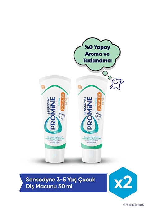 Sensodyne Promine 3-5 Yaş Çocuklar İçin Gün Boyu Çürüklere Karşı Koruyan Diş Macunu 50ml x 2 Adet