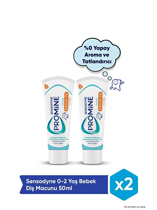 Sensodyne Promine 0-2 Yaş Bebekler İçin Yapay Aroma&Tatlandırıcı İçermeyen Diş Macunu 50ml x 2 Adet