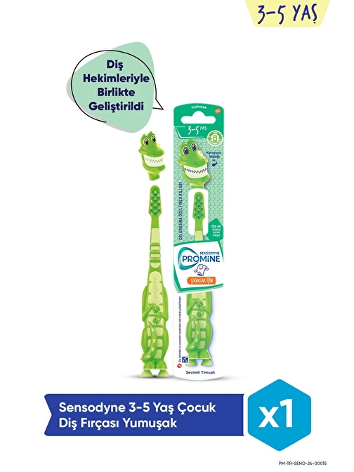 Sensodyne Promine 3-5 Yaş Çocuklar İçin Sevimli Timsah Karakterli Diş Fırçası Yumuşak